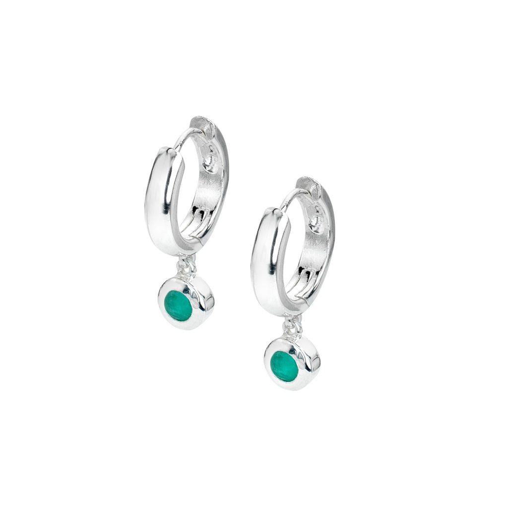 Amazonite drop huggie hoops - SilverOrigins