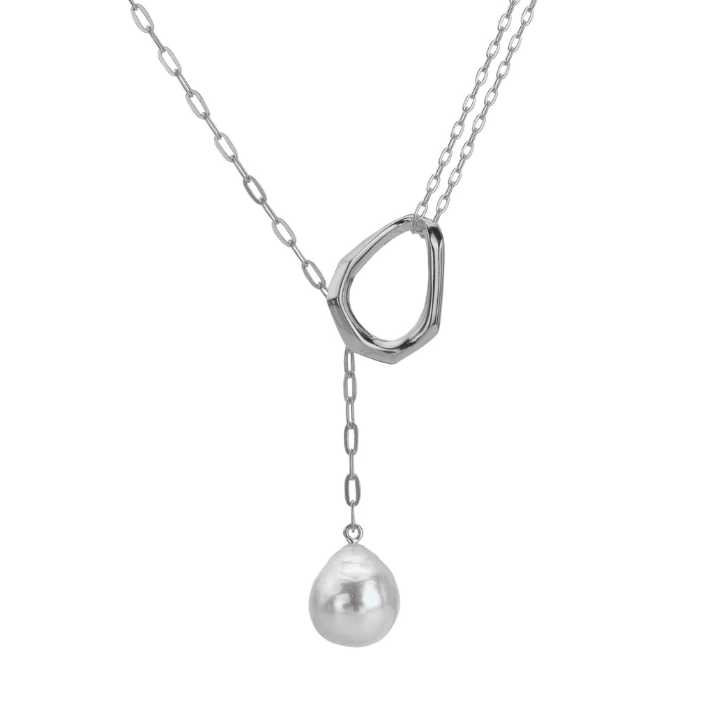 Baroque pearl mor stone necklace - SilverOrigins