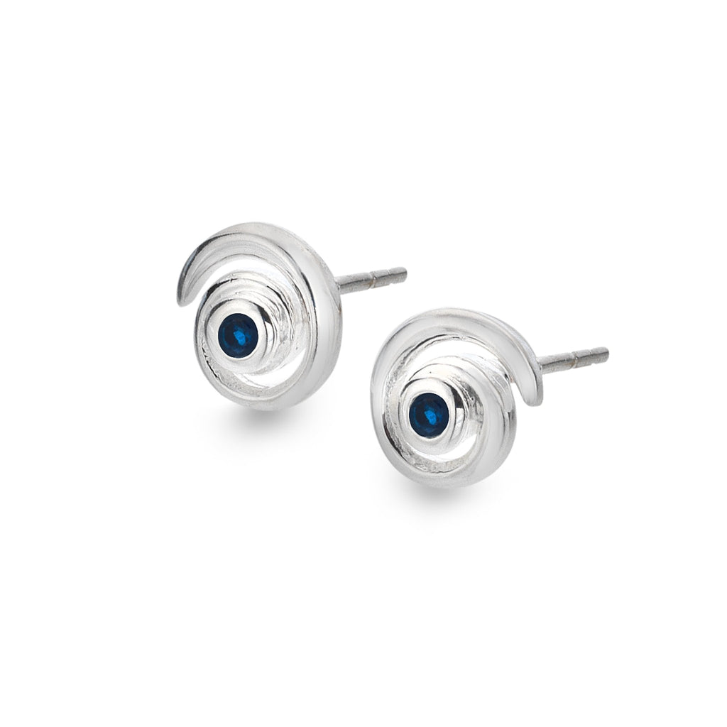 Blue spiral wave studs - SilverOrigins