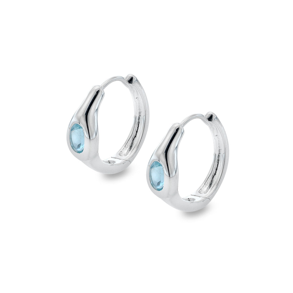 Blue topaz organic midi hoops - SilverOrigins