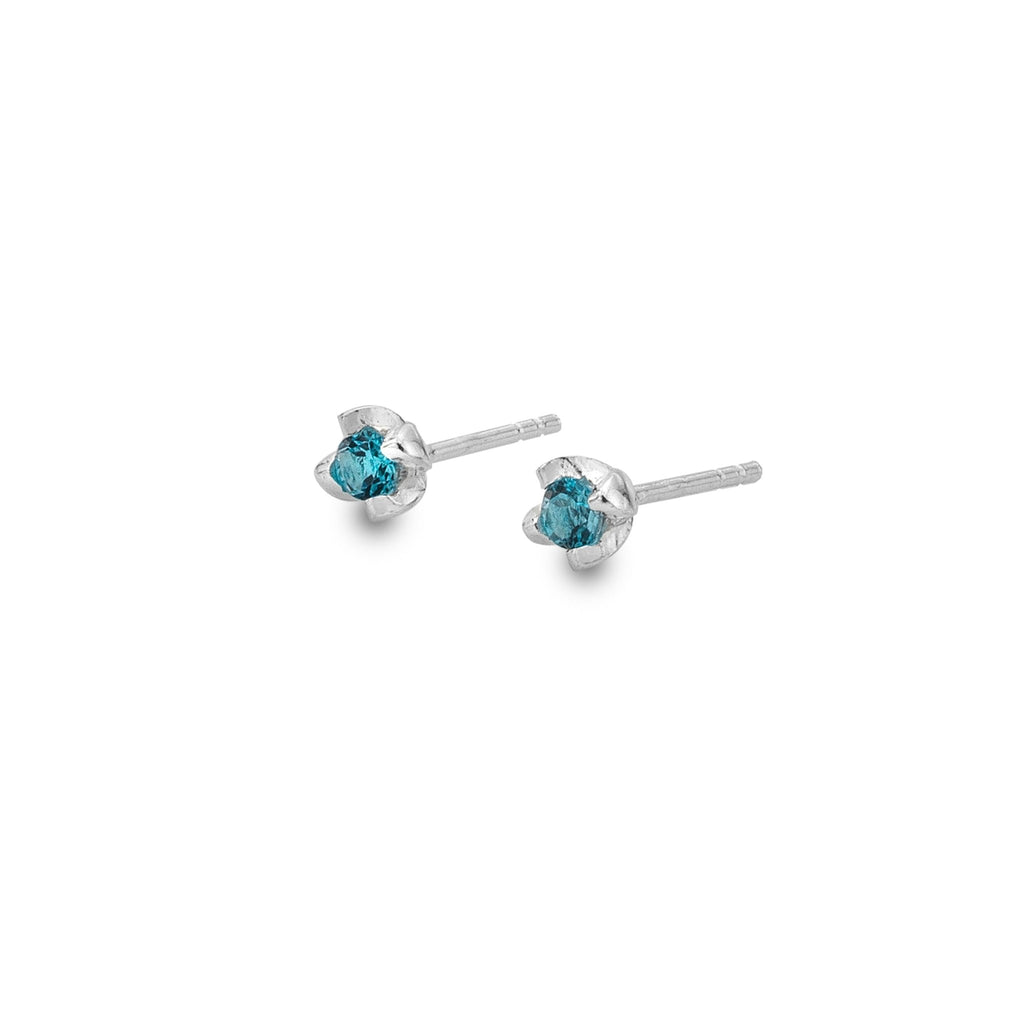 Blue topaz petal studs - SilverOrigins