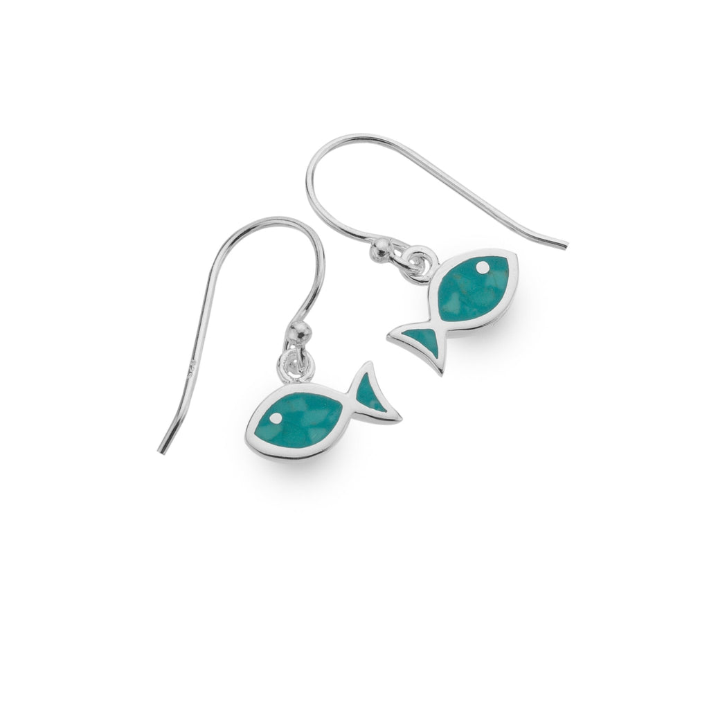 Mini Blue Fin Earrings - SilverOrigins