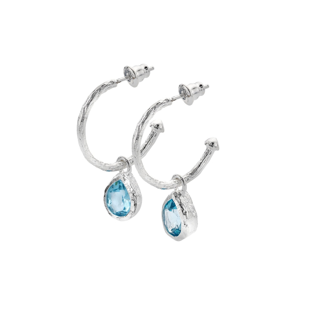 Ocean droplet topaz hoops - SilverOrigins