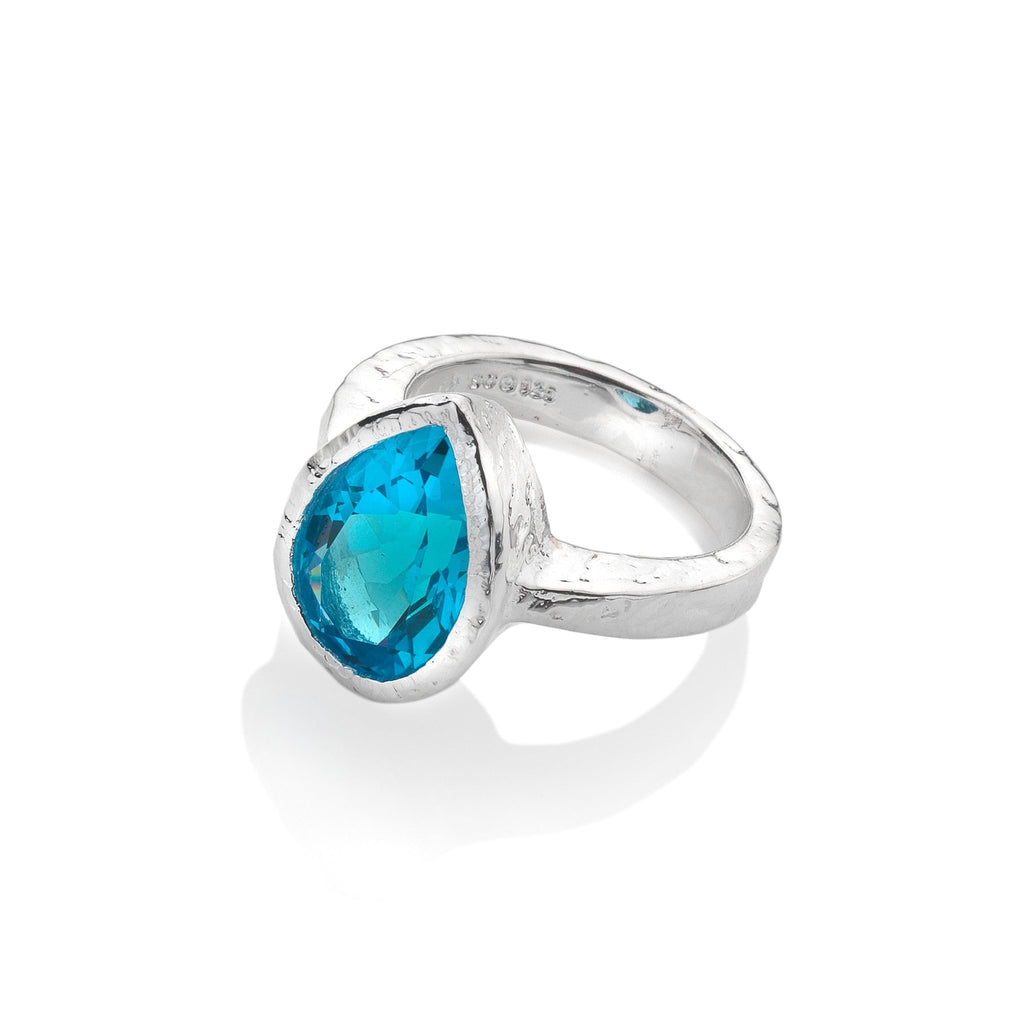 Ocean droplet topaz ring - SilverOrigins