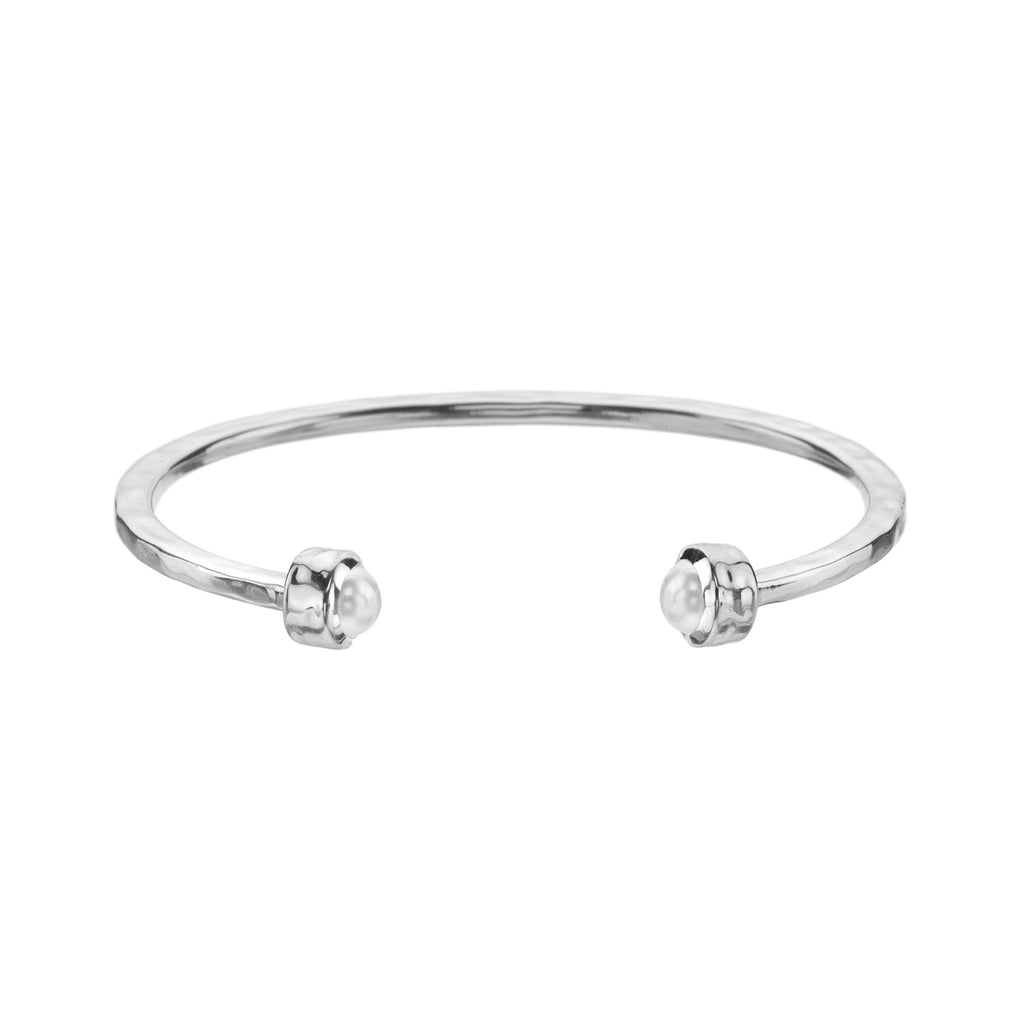 Ocean nomad pearl torque bangle - SilverOrigins