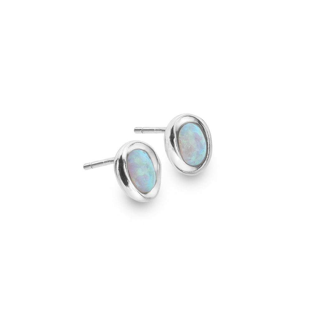 Opalite sea stone studs - SilverOrigins