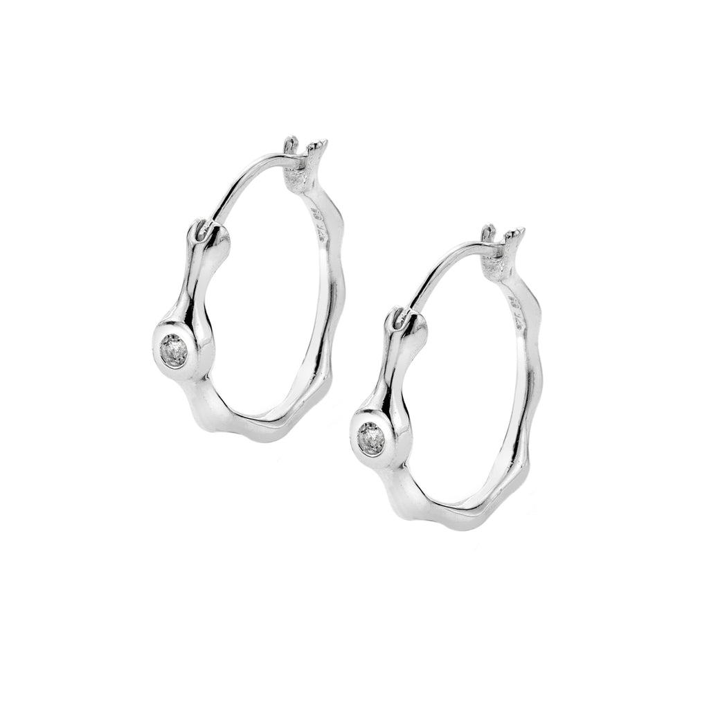 Organic white topaz hoops - SilverOrigins