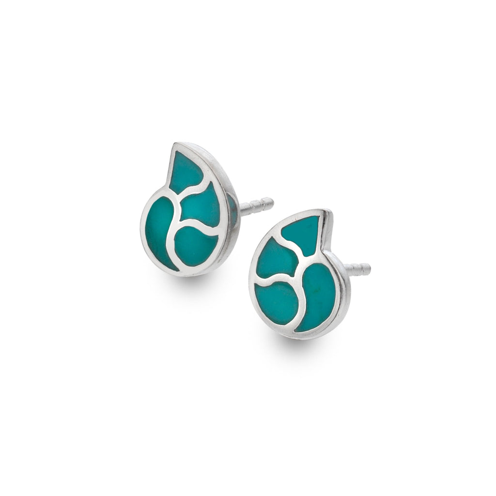 Turquoise Nautilus Studs - SilverOrigins