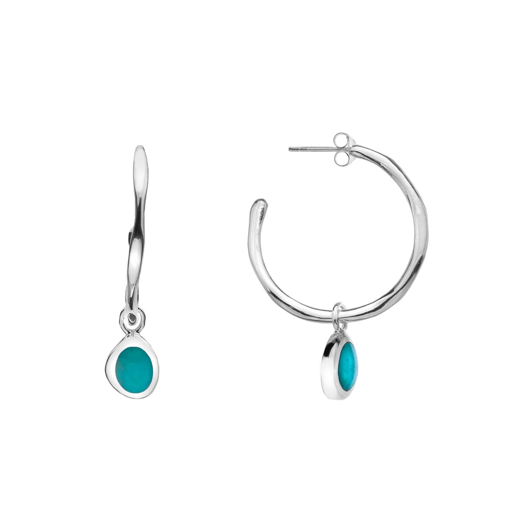 Turquoise Rockpool Hoops - SilverOrigins