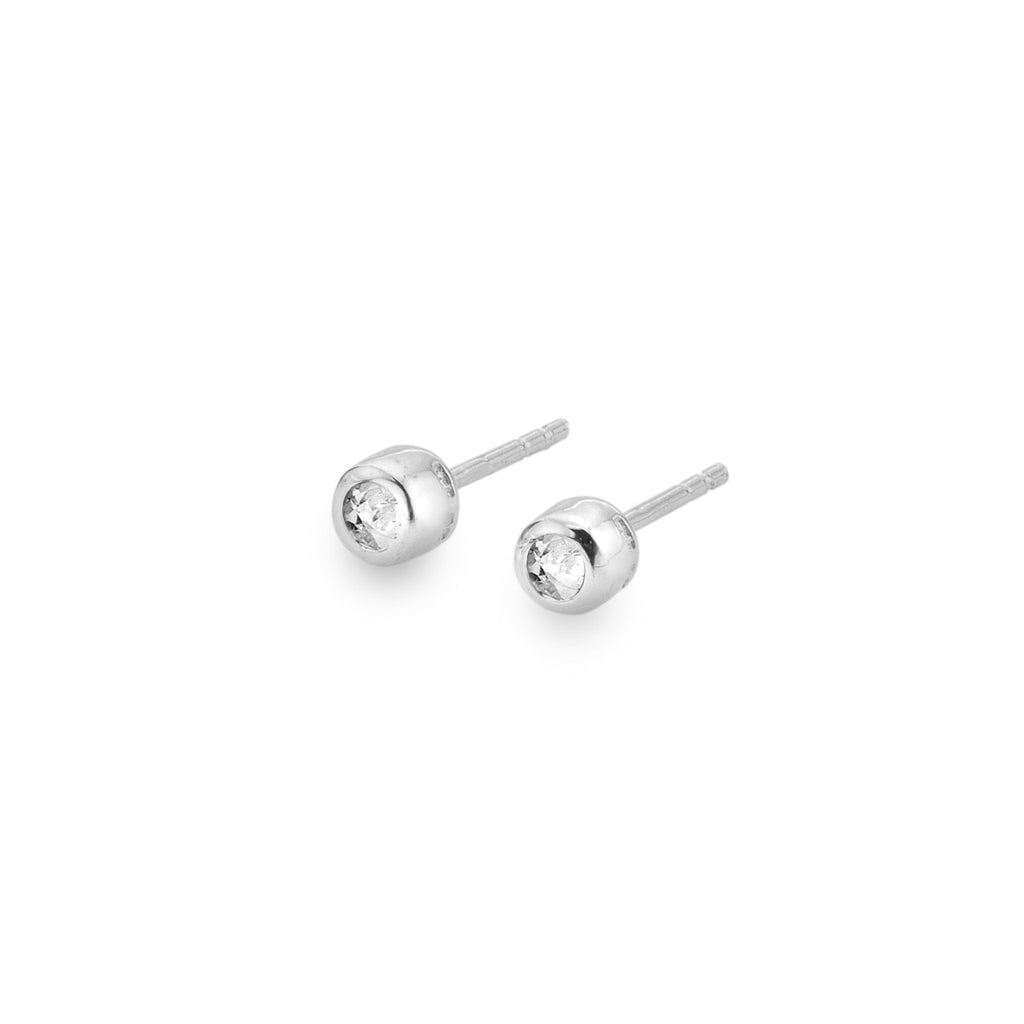 White topaz gem studs - SilverOrigins