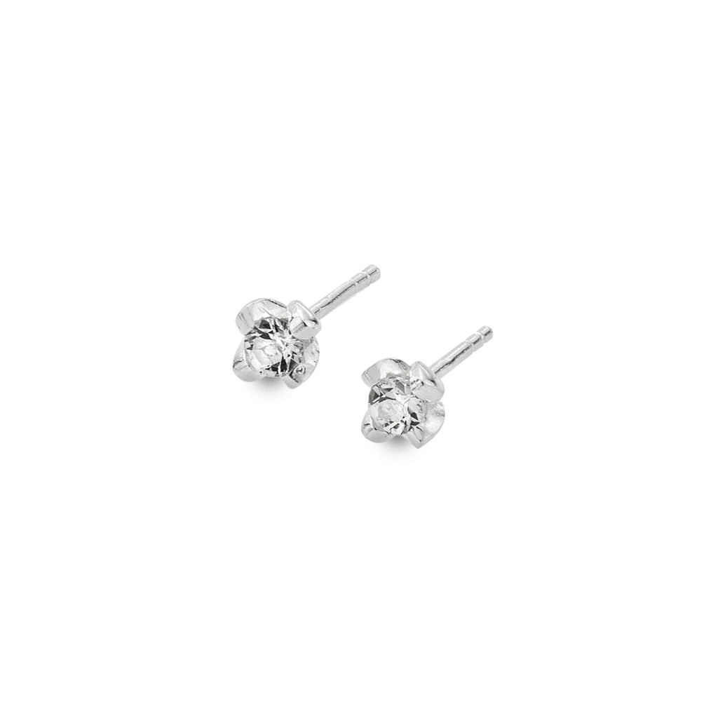 White topaz petal studs - SilverOrigins